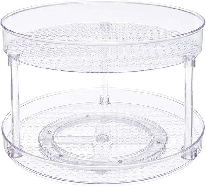 Amazon Basics 2 Tier Lazy Susan Turntable Organizer, 12" Diameter, Clear | Amazon (US)