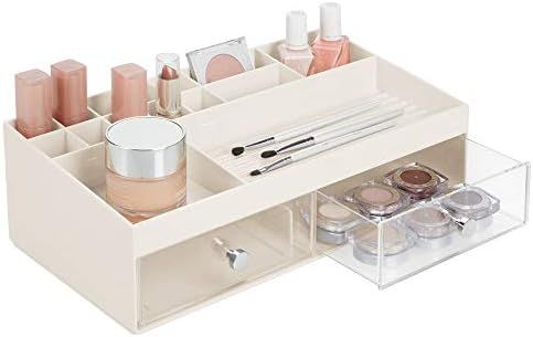 mDesign Plastic Makeup Storage Caddy Box for Bathroom Vanity Countertop - 2 Drawers, 15 Top Shelf... | Amazon (US)