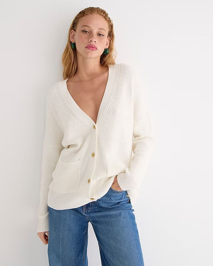 V-neck cotton-cashmere cardigan sweater | J.Crew US