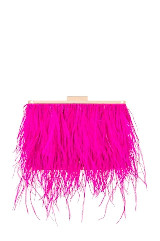 olga berg Estelle Feather Clutch in Fuchsia from Revolve.com | Revolve Clothing (Global)