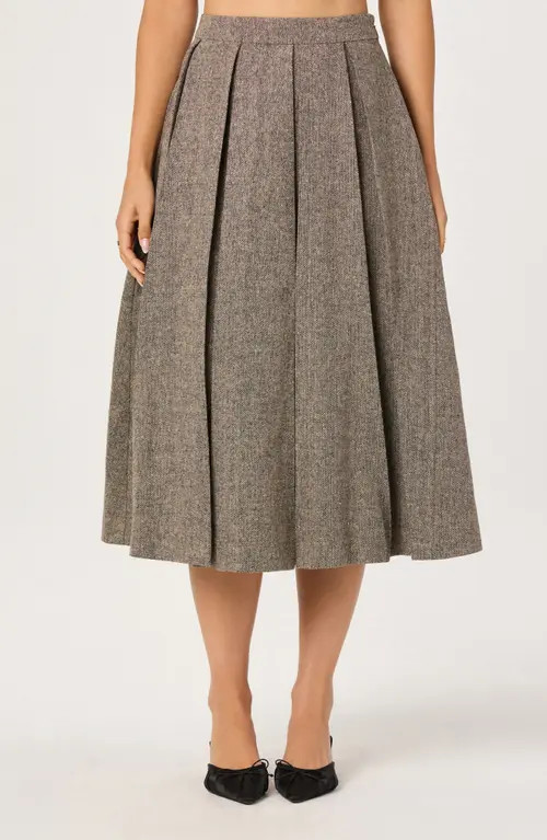 ASTR the Label Pleated Midi Skirt in Taupe Black Fleck at Nordstrom, Size Medium | Nordstrom