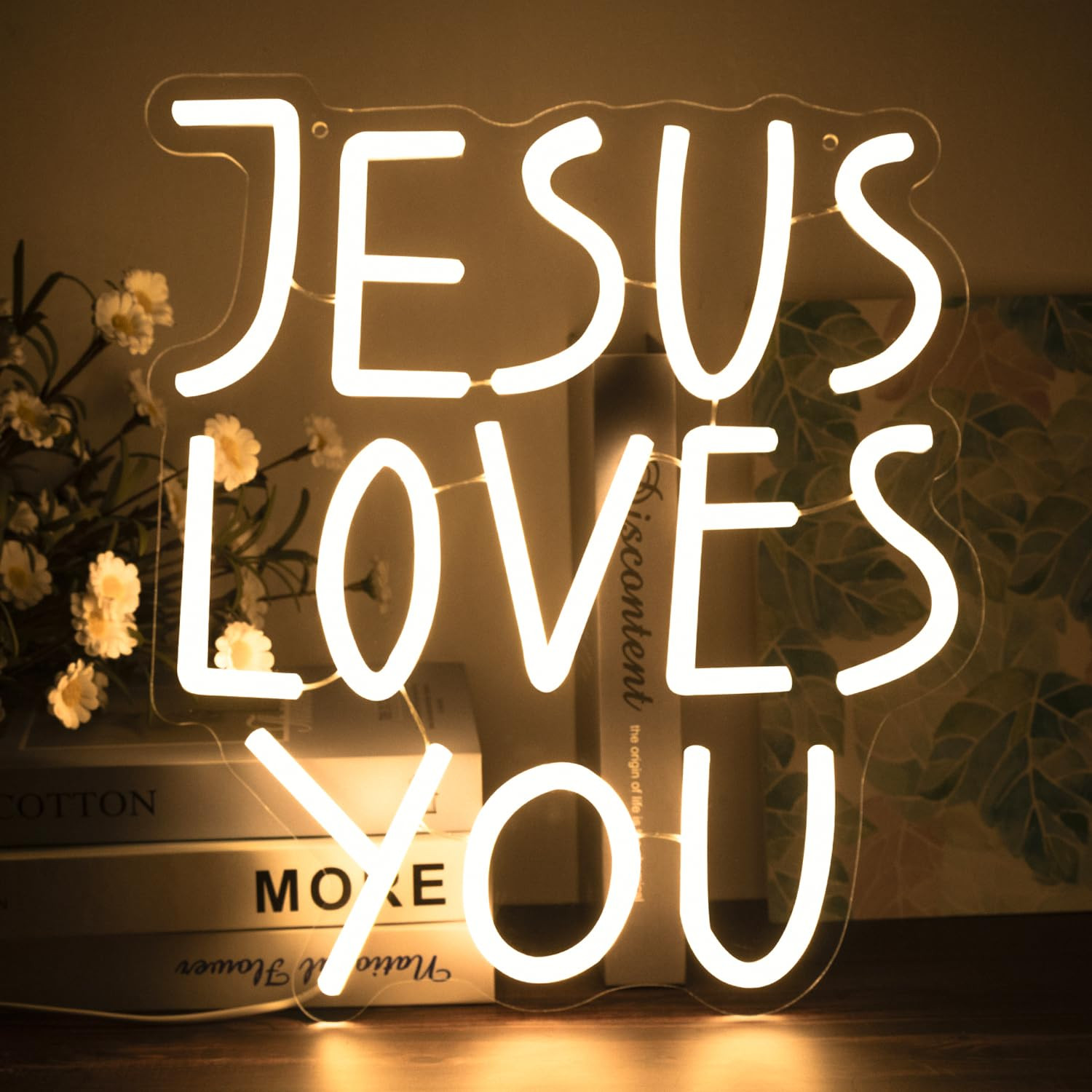 Jesus Loves You Neon Sign Dimmable Neon Signs for Wall Decor Letter LED Signs USB Light Up Sign f... | Amazon (US)