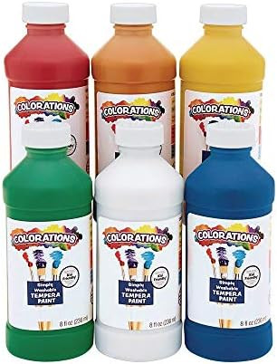 Colorations Simply Washable Tempera Paints, 8 fl oz, Set of 6 Colors, Non Toxic, Vibrant, Bold, K... | Amazon (US)