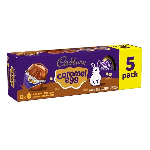 CADBURY, Milk Chocolate with Caramel Center Eggs, Easter Candy, 1.2 oz, Packs (5 Count) - Walmart... | Walmart (US)