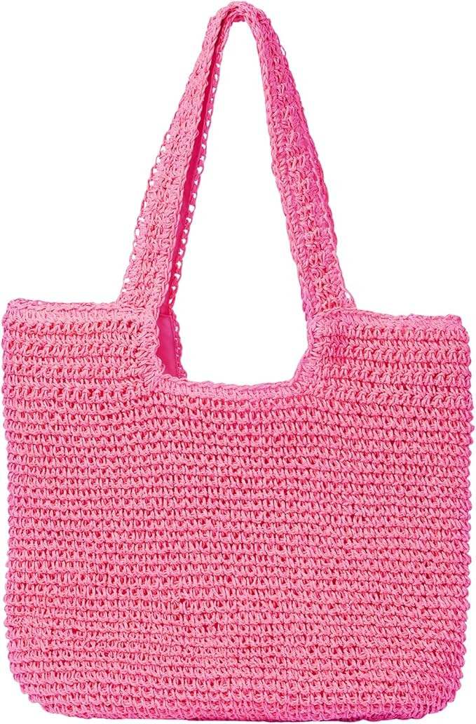 Amazon.com: GOLDTIMO Beach Bags for Women - Summer Soft Large Woven Shoulder Purse Handbag, Beach... | Amazon (US)