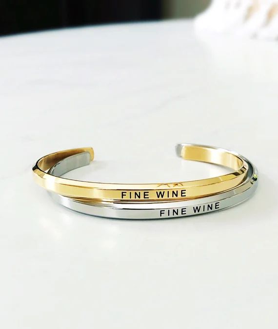 Fine Wine Bangle Bracelet for the Wine Lover in Gold or Silver | Etsy | Etsy (US)