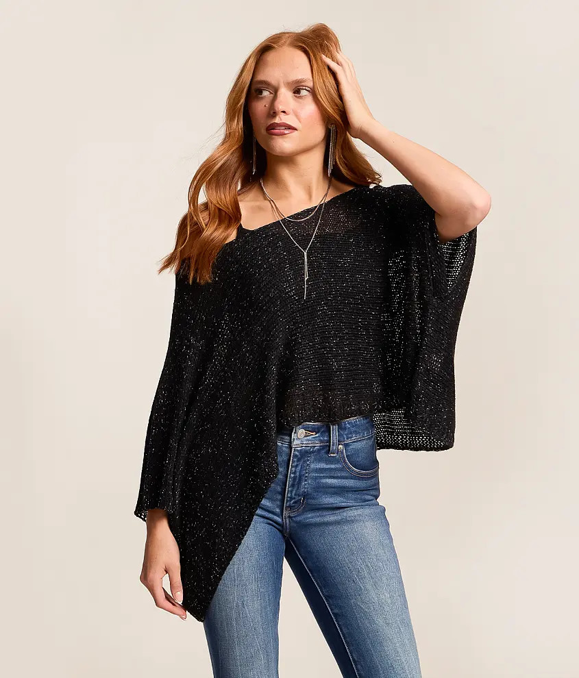 Tinsel Off The Shoulder Poncho Sweater | Buckle