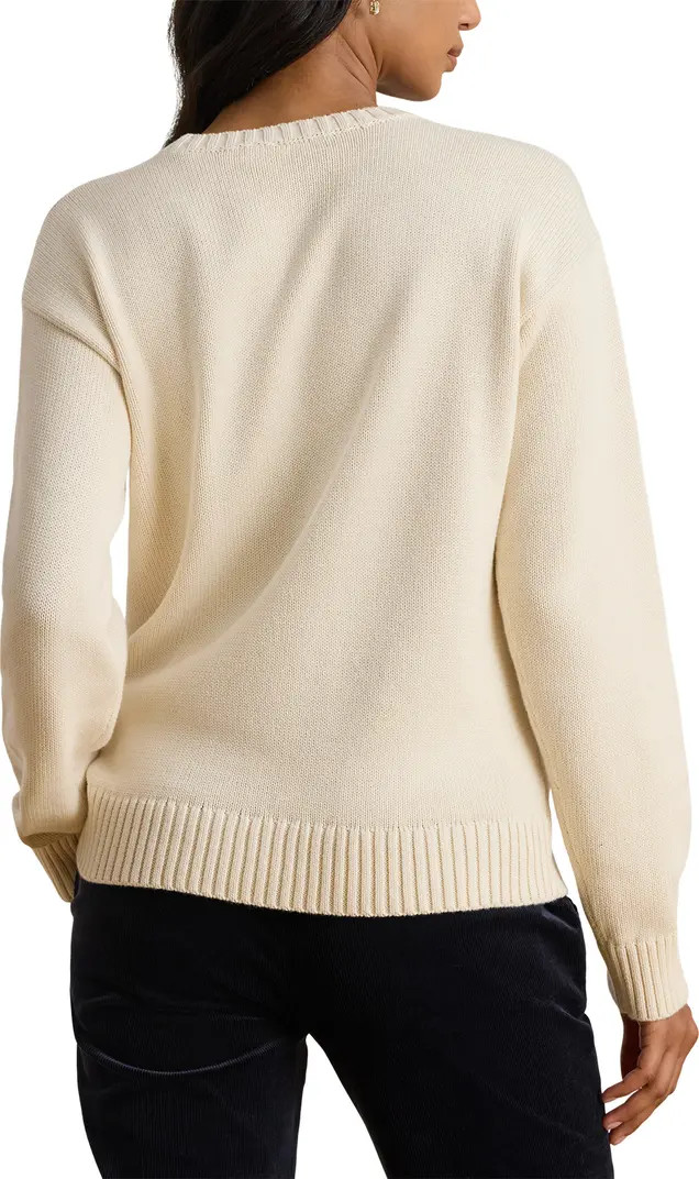 Lauren Ralph Lauren Intarsia Golden Retriever Cotton Sweater | Nordstrom | Nordstrom