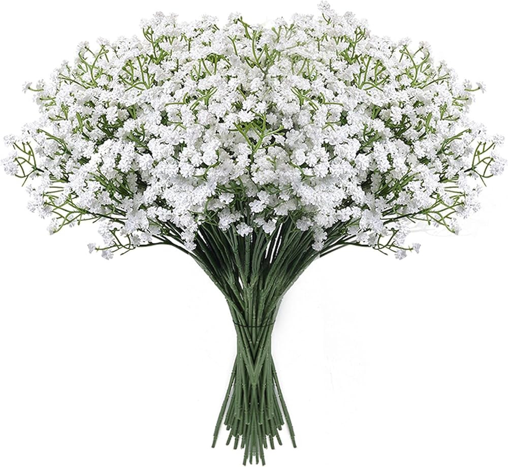 Flores artificiales de aliento de bebé, 18 unidades, flores de gypsophila de tacto real para bod... | Amazon (US)