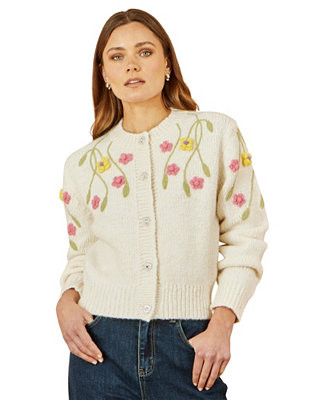 Women's Hand Embroidered Flower Cardigan | Macy's