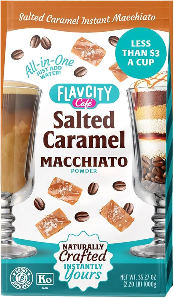 FlavCity Café Salted Caramel Macchiato - Flavored Instant Coffee Powder Mix with Grass-Fed Whole... | Amazon (US)