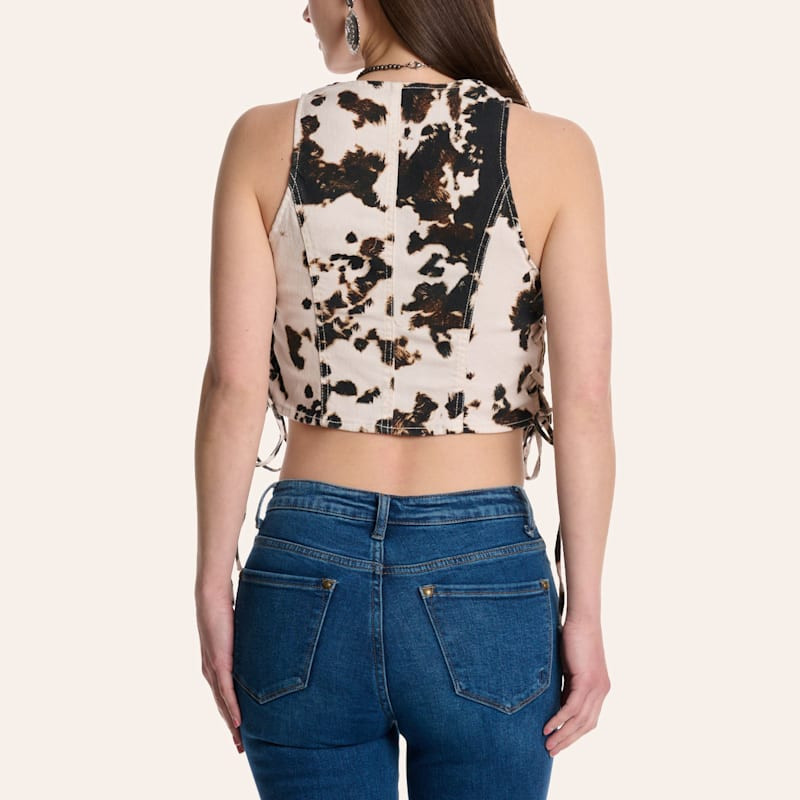 Dakota Blue Women's Cow Print Side Lace Vest | Cavender's