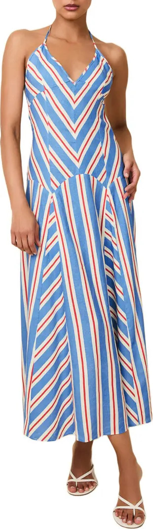Solid & Striped The Alessio Stripe Linen Blend Halter Dress | Nordstrom | Nordstrom