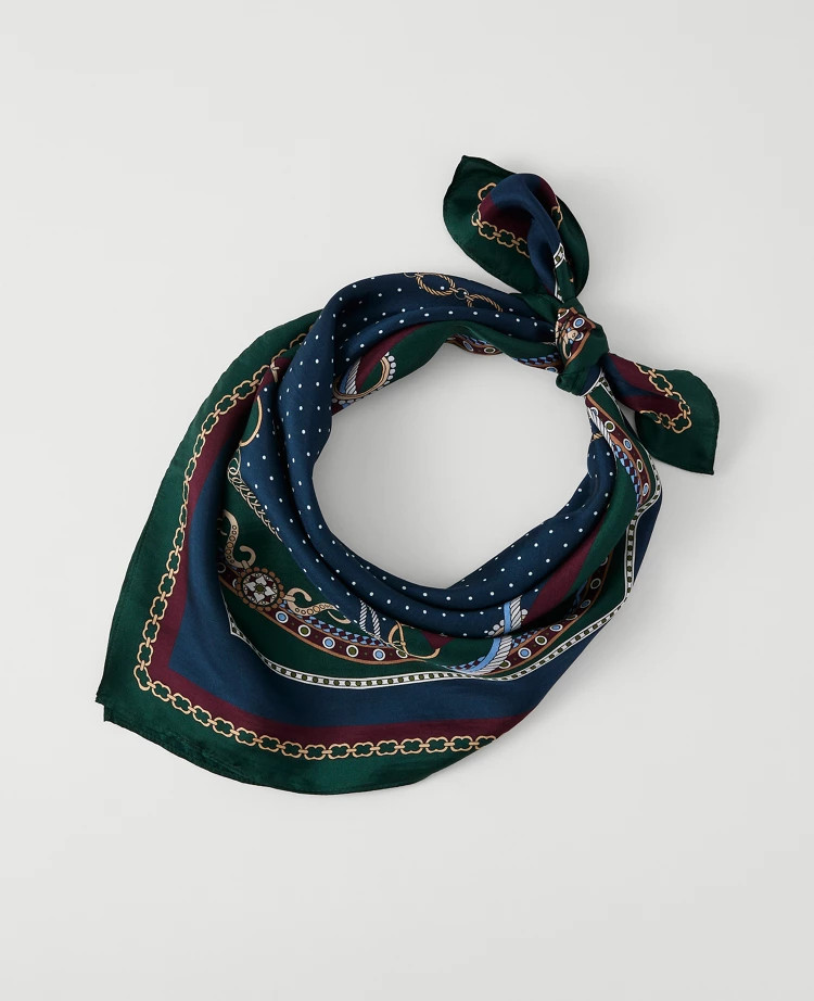 Silk Chain Link Print Little Scarf | Ann Taylor
