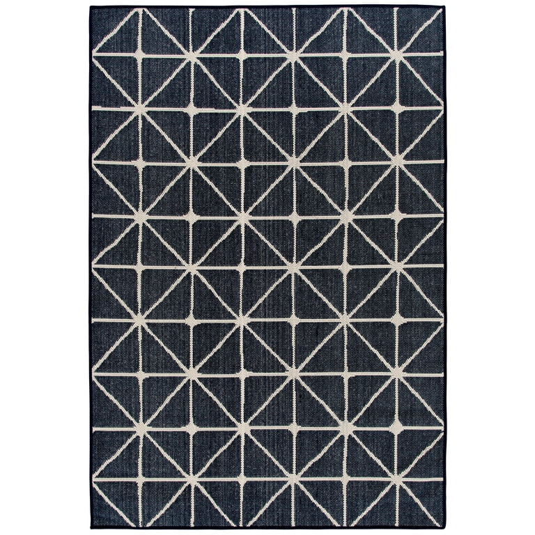 Mainstays 5'x7' Navy Blue Geometric Outdoor Area Rug | Walmart (US)