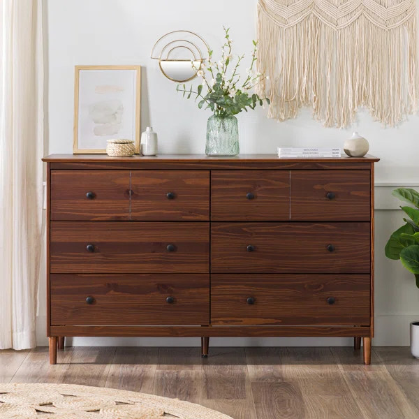 Bhuneshwar 6 Drawer Solid Wood Double Dresser | Wayfair North America