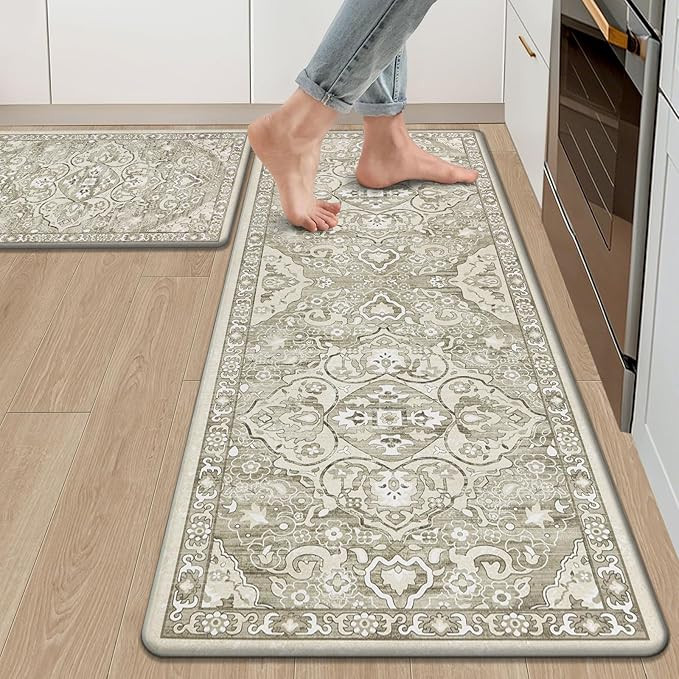 Ileading Anti Fatigue Kitchen Rugs Sets of 2 Cushioned Kitchen Mats for Floor Waterproof Kitchen ... | Amazon (US)