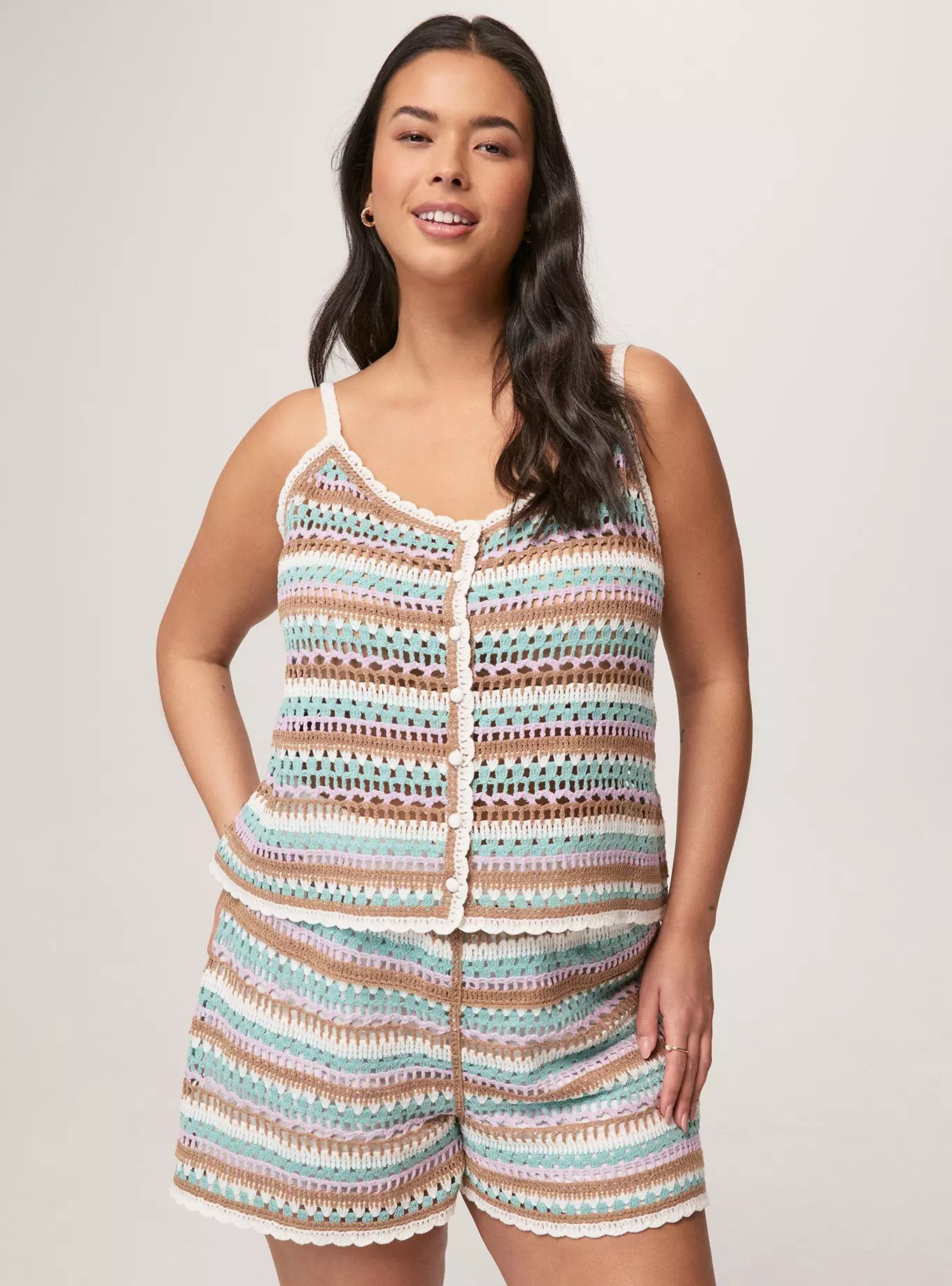 Festi Button Front Crochet Cami | Torrid (US & Canada)