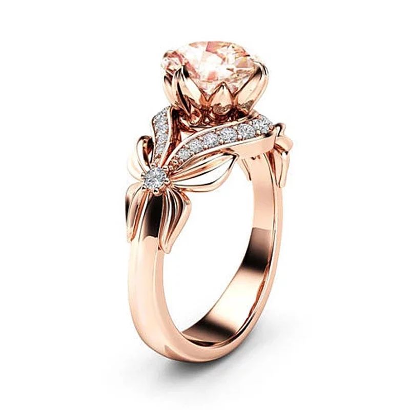 Vintage Diamond 18K Rose Gold Ring Gemstone Ring for Women pure topaz Jewelry Gemstone | Walmart (US)
