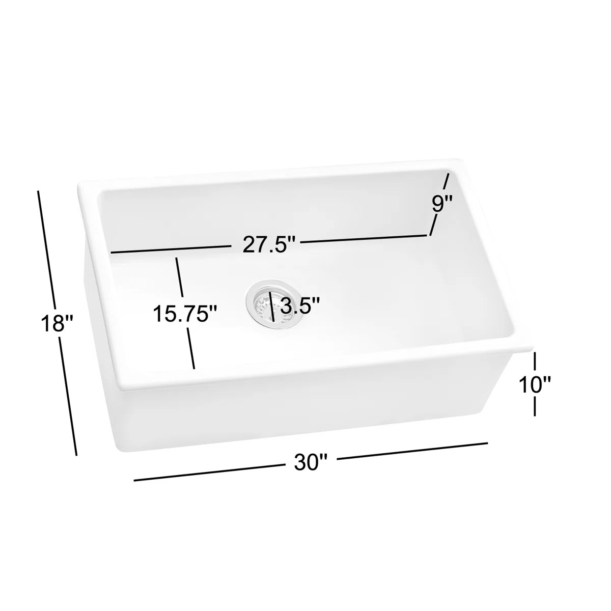 Ruvati 30-inch Fireclay Undermount / Drop-in Topmount Kitchen Sink Single Bowl - White RVL3030WH | Wayfair North America