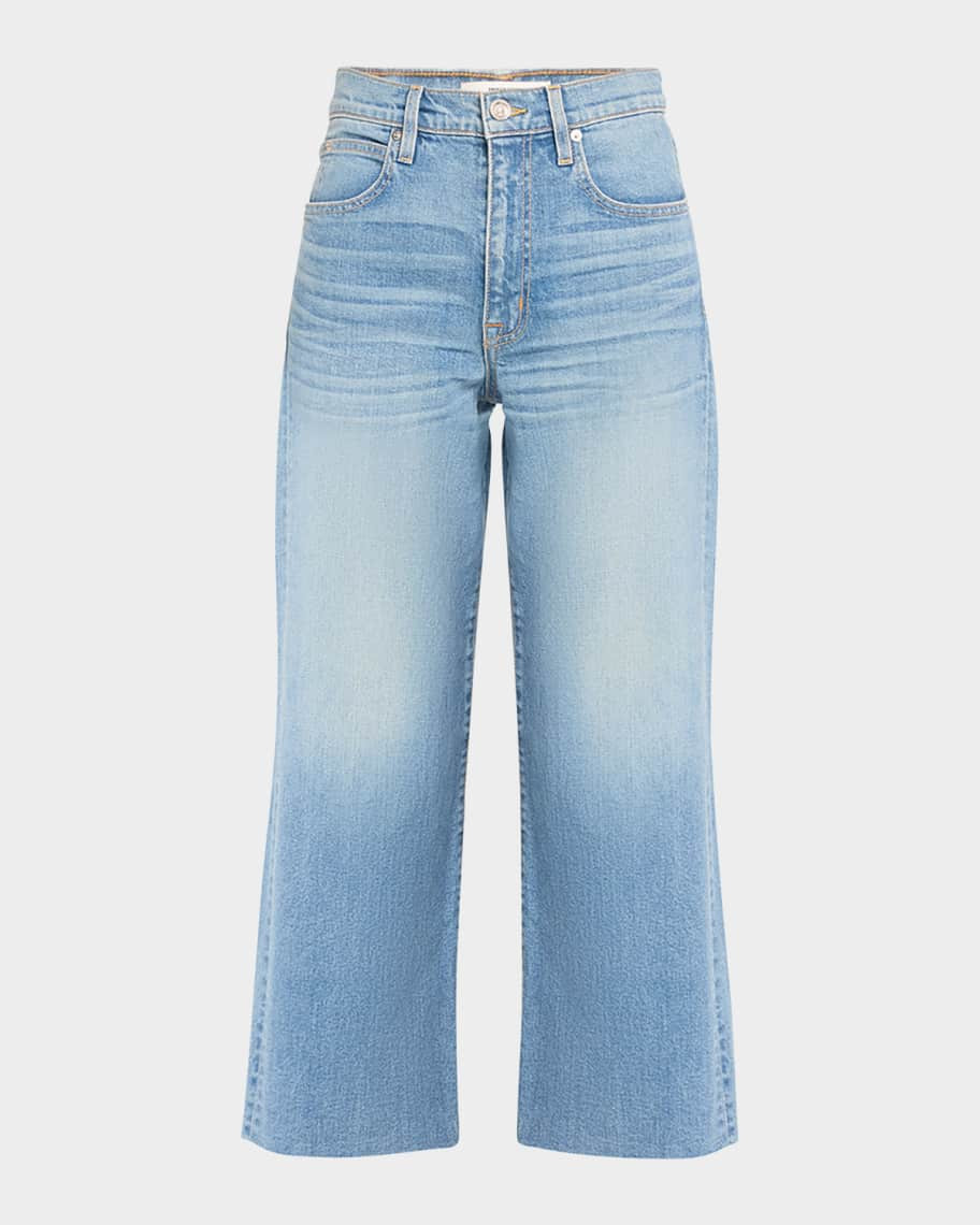 SLVRLAKE Grace Wide Ankle Jeans with Raw Hem | Neiman Marcus