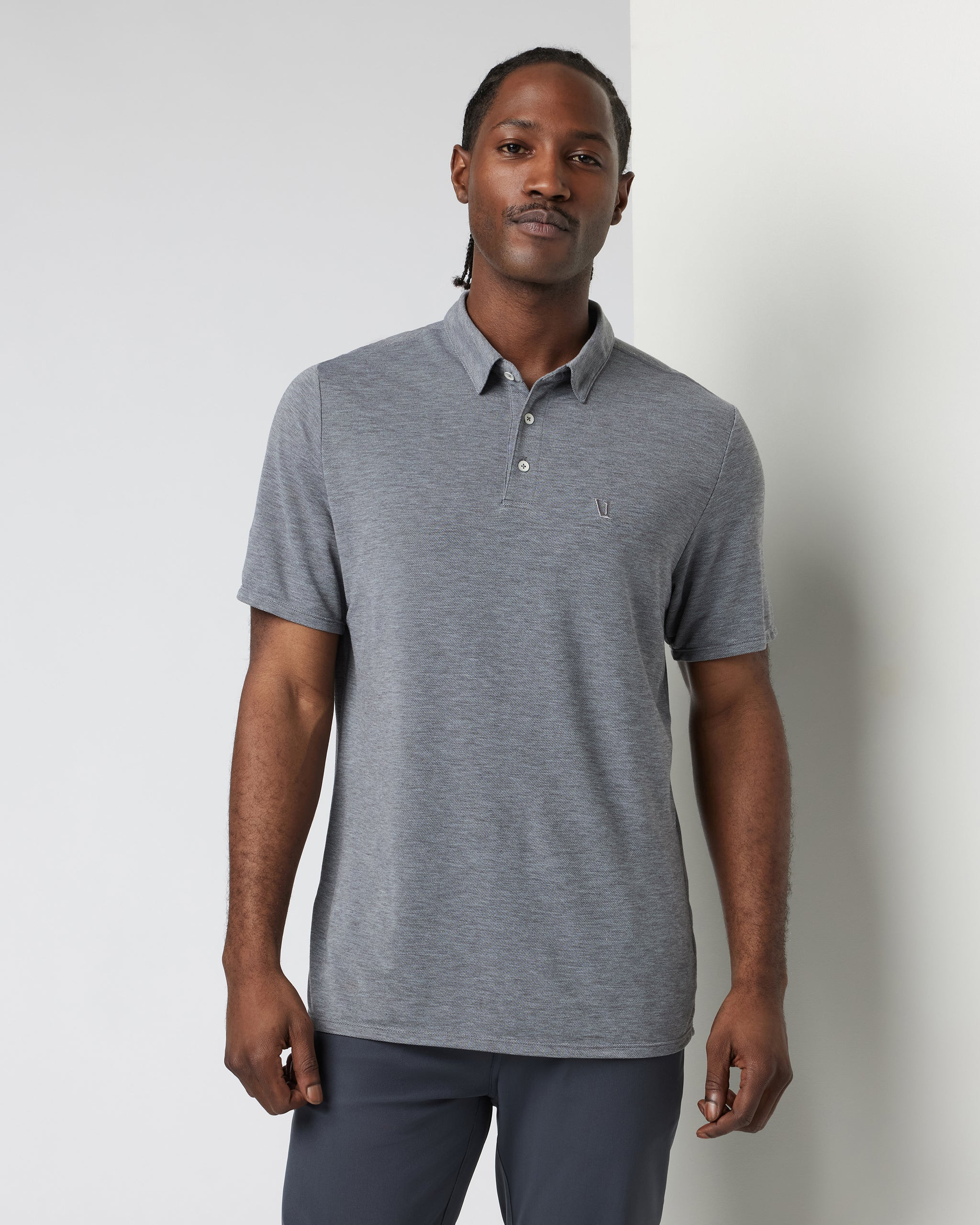 Knit Twill Polo – Men's Heather Grey Golf Polo – Vuori | Vuori Clothing (US & Canada)