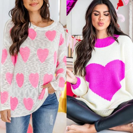 Valentines day outfit, heart sweater 

#LTKstyletip #LTKSeasonal