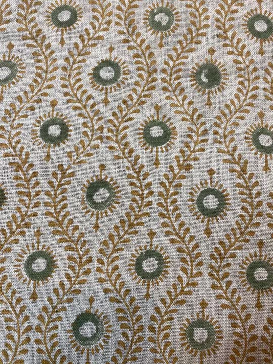 Sahara Motif Handloom Linen Fabric Linen Fabric Flower Mustrad With Olive Green  Colour Upholster... | Etsy (US)