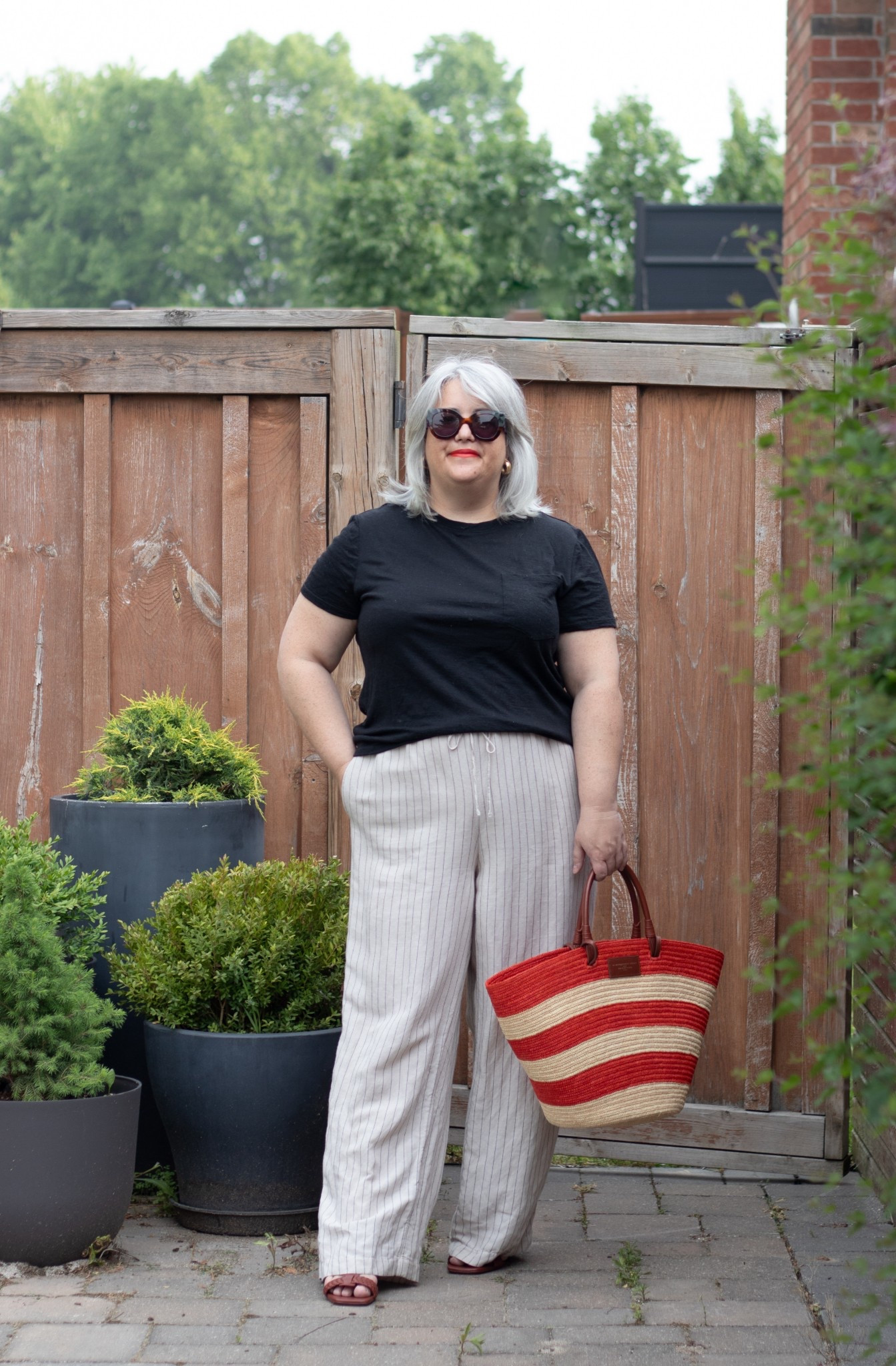 Neutrals with a pop of stripes. Bringing out the basket bags for summer!

#LTKstyletip #LTKmidsize #LTKsummer