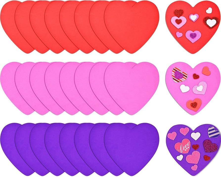 MixTeach 48Pcs Valentines Day Foam Hearts 6''Large Valentine Craft Foam Hearts Shape for Valentin... | Amazon (US)