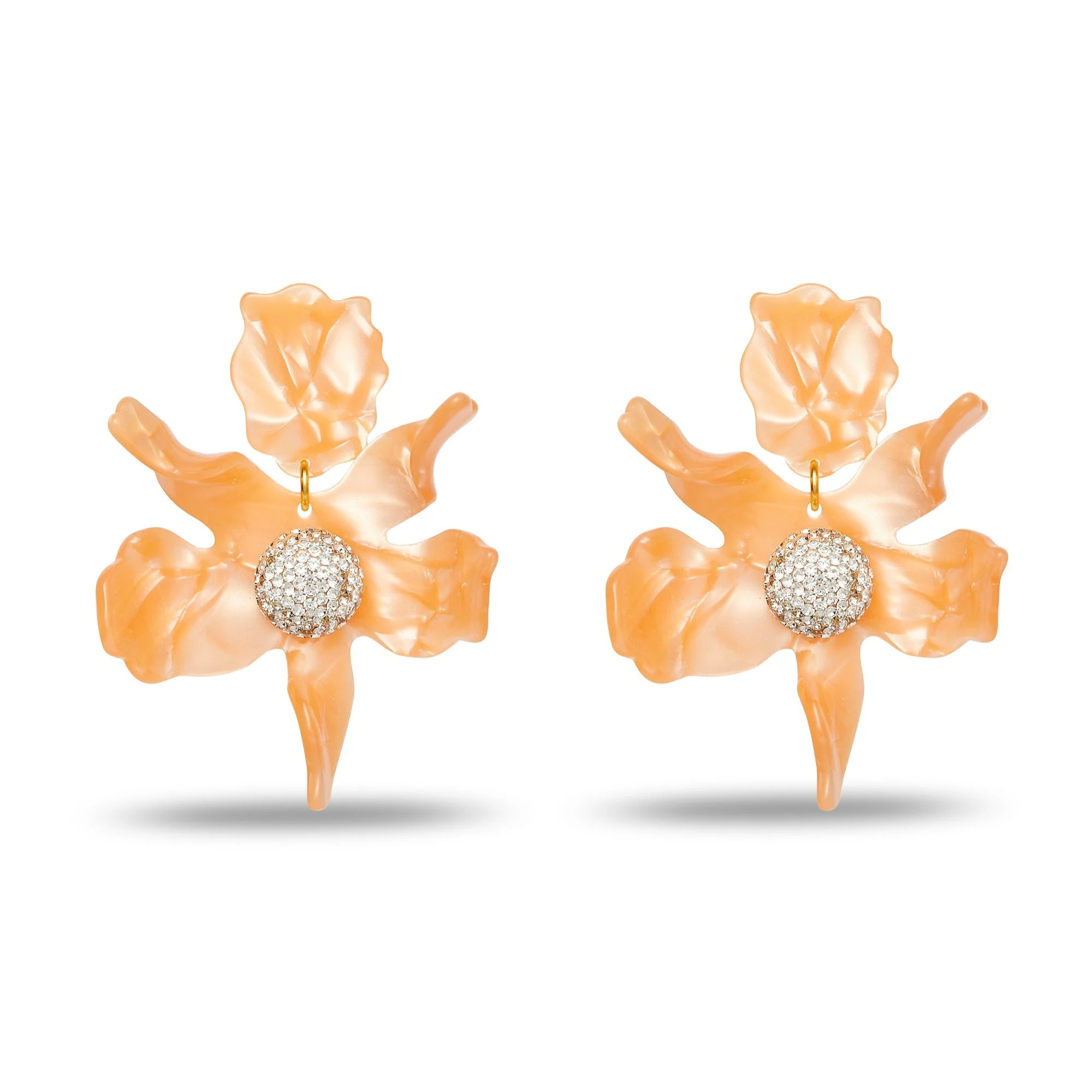 SHELL PINK CRYSTAL LILY EARRINGS | LELE SADOUGHI