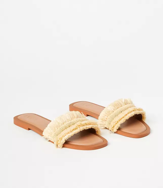 Beaded Raffia Sandals | LOFT