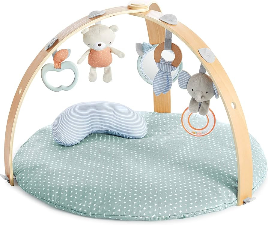 Ingenuity Cozy Spot Reversible Duvet Activity Gym & Play Mat with Wooden Toy bar - Loamy, Newborn... | Amazon (US)