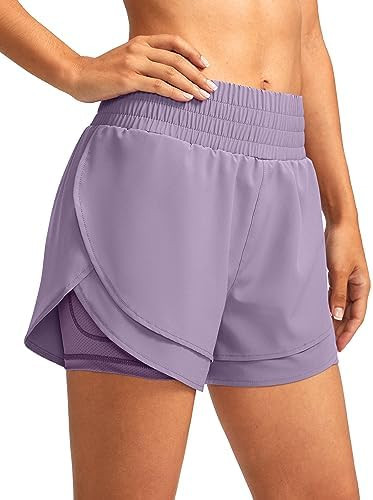 Soothfeel Women's 2 in 1 Running Shorts High Waisted Athletic Shorts Exercise Gym Workout Shorts ... | Amazon (US)