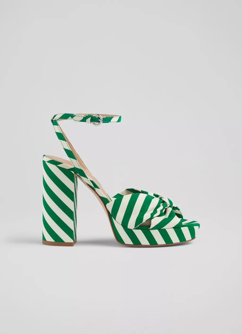 Amanda Green and White Stripe Fabric Platform Sandals | View All | Shoes | Collections | L.K.Benn... | L.K. Bennett (UK)