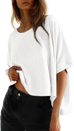 Dokotoo Summer Shirts 2025 Womens Solid T Shirts for Women Loose Oversized Tops Basic Tee | Amazon (US)