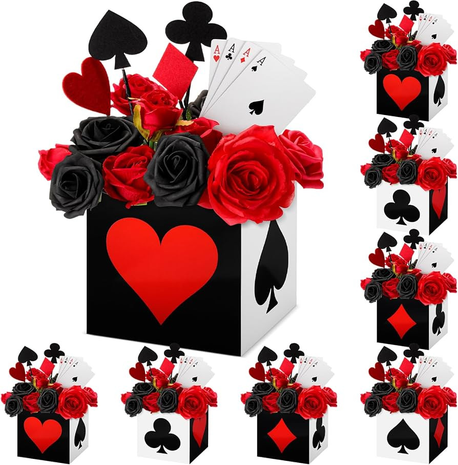 Zhanmai Casino Table Decorations 6 x 6 x 6 Inch Casino Poker Favor Goodie Boxes Supplies for Las ... | Amazon (US)