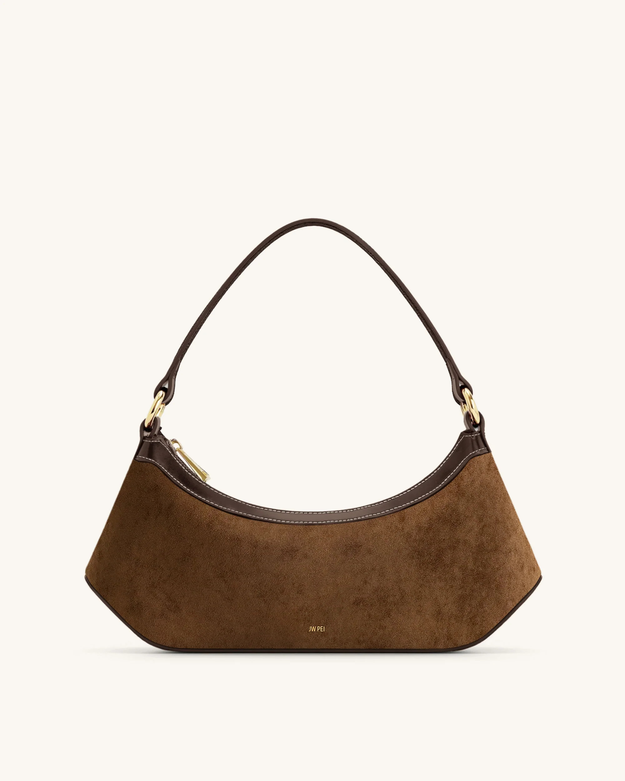 Lily Faux Suede Shoulder Bag - Dark Brown | JW PEI US
