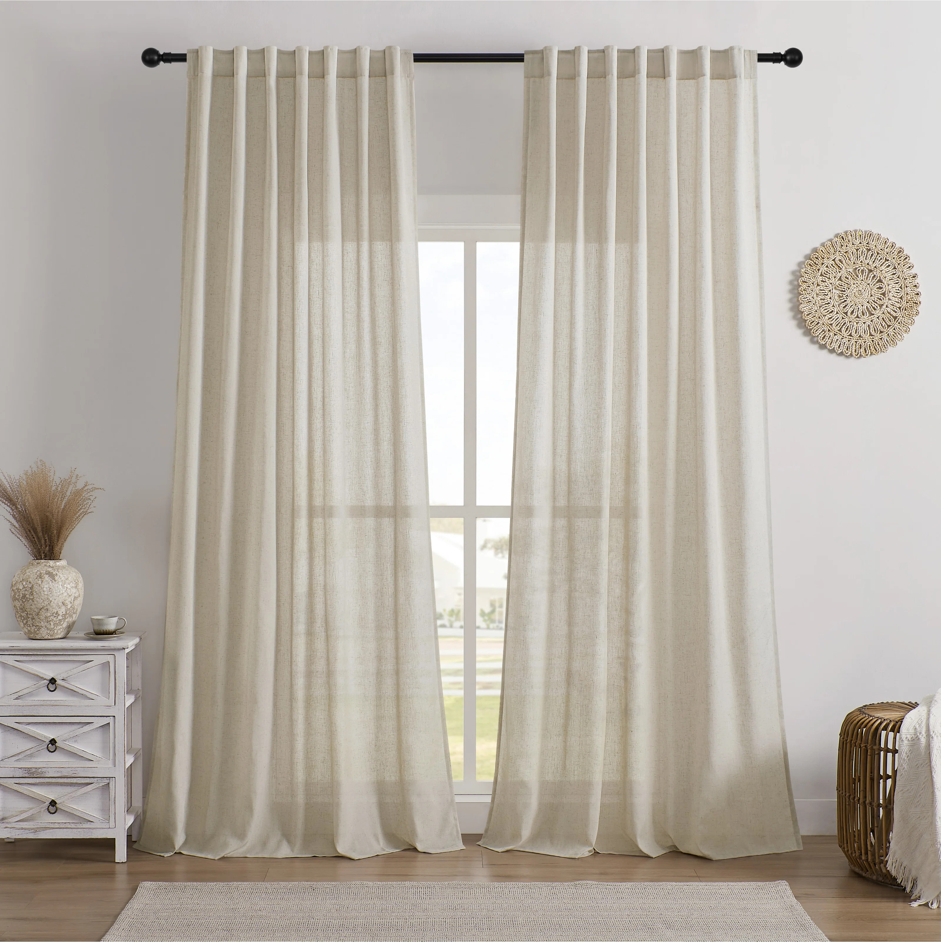 Ebern Designs Carthamus Semi Sheer Back Tab Curtain Panel Pair(Set of 2) & Reviews | Wayfair | Wayfair North America