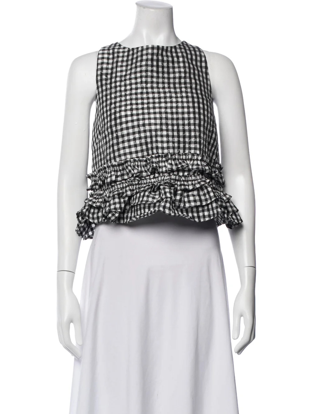 Plaid Print Crew Neck Crop Top | The RealReal