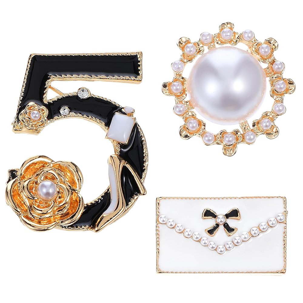 Number Five Brooch, Celebrity Designer Inspired Flower Brooch Pin Gift Set, Lucky Number Five Bro... | Amazon (US)