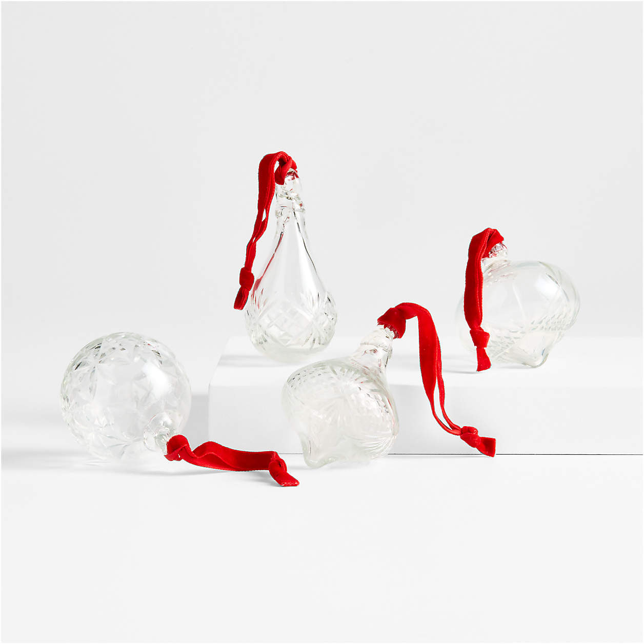 Etched Glass Christmas Tree Ornaments Set of 4 | Crate & Barrel | Crate & Barrel