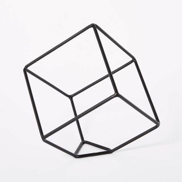 10.6" x 11.5" Decorative Metal Cube Black - Threshold™ | Target
