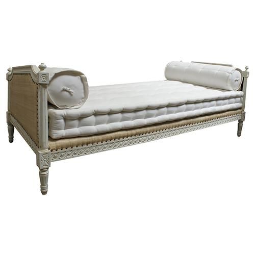 Oly Studio Hamish French Country White Upholstered Nailhead Trim Wood Daybed | Kathy Kuo Home