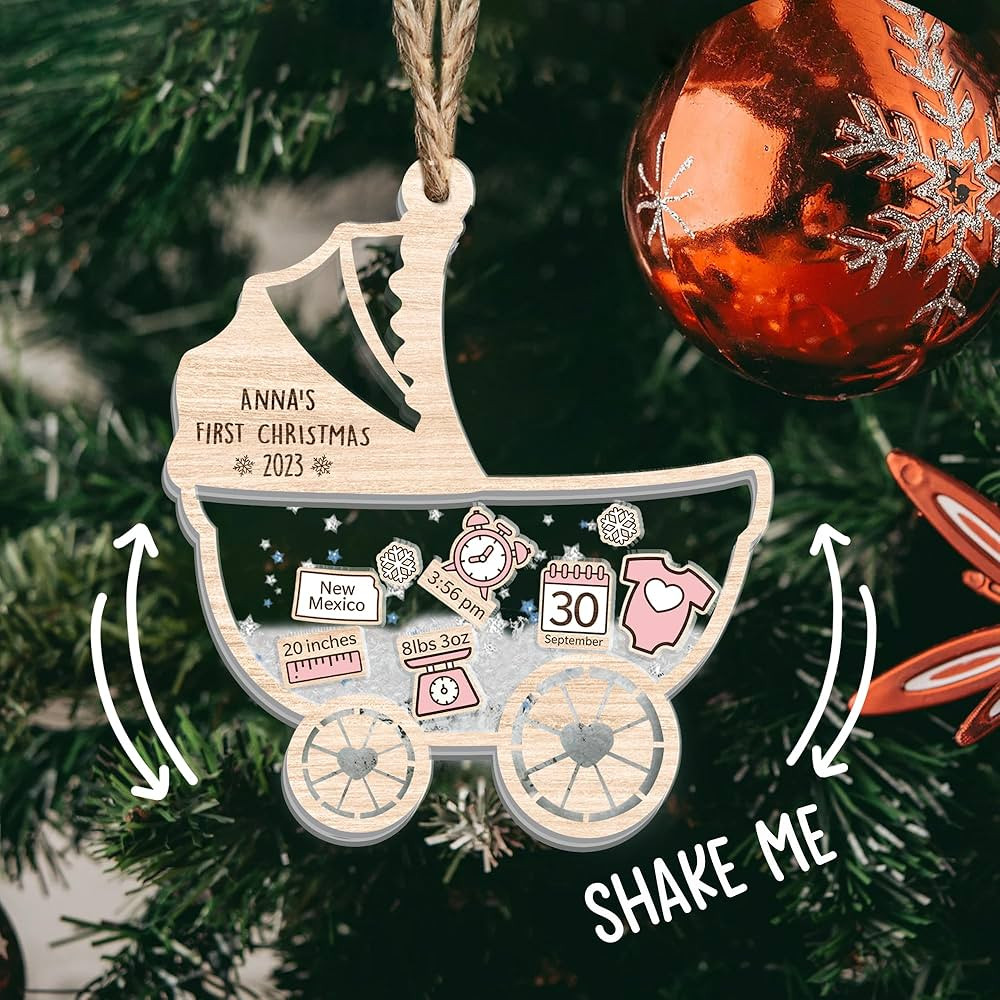 Personalized Crib Baby's First Christmas Ornament 2023, Babies 1st Christmas, Shaker Ornament wit... | Amazon (US)