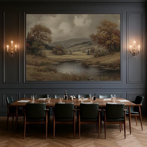 Wall Mural Vintage Autumn River Landscape Moody Removable Self-Adhesive Wallpaper Wall Decoration... | Amazon (US)