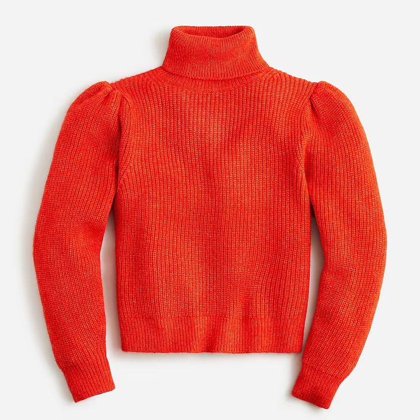 Cropped puff-sleeve turtleneck sweater | J.Crew US