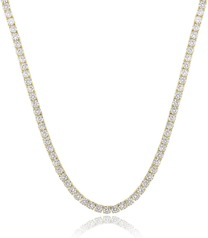 GMESME 18K Gold Plated 4.0mm Cubic Zirconia Classic Tennis Necklace 16/18/20/22/24 Inch | Amazon (US)