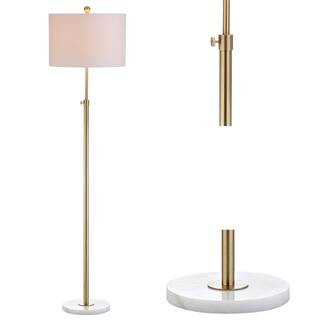 JONATHAN Y June 65 in. Metal/Marble Adjustable Brass Gold/White Floor Lamp JYL3022A - The Home De... | The Home Depot