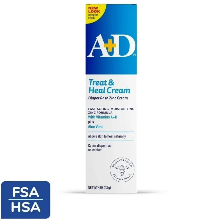 A+D Medicated Diaper Rash Cream with Zinc, 4oz | Walmart (US)